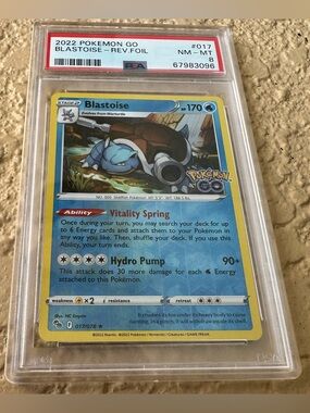 2022 Pokemon Go Blastoise #017 REV FOIL PSA 8 NM - Mint Trading Card